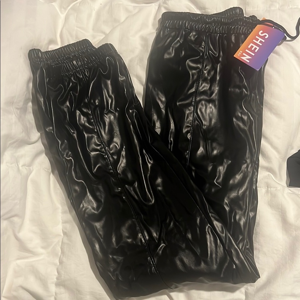 SHEIN Black Faux Leather Pants